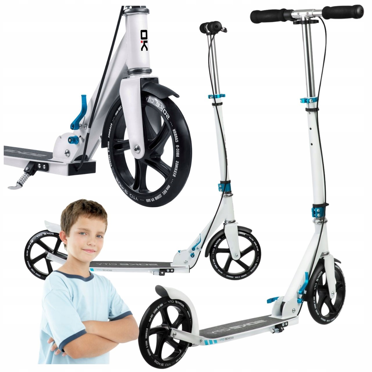 Hulajnoga Miejska Dla Chłopca Dzieci Duże Koła Składana Do Jazdy Po Mieście