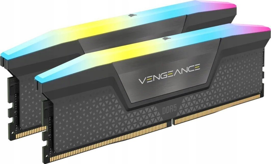 CORSAIR DDR5, 6000MT/s 16GB 2x8GB DIMM, Unbuffered, 36-44-44-96, Intel XMP & AMD EXPO, VENGEANCE RGB DDR5 Grey Heatspreader, RGB LED, 1.35V — 2