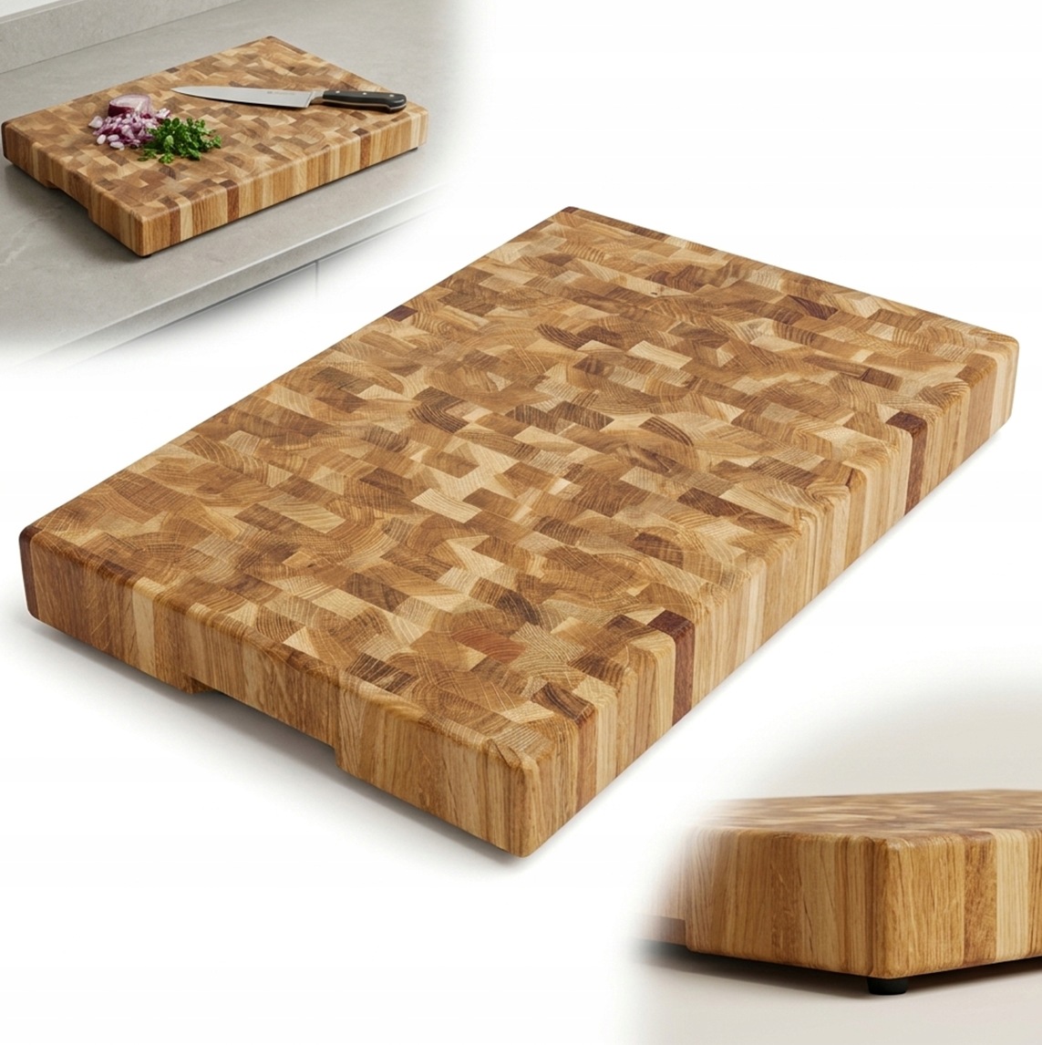 Deska do krojenia Sztorcowa Dębowa 60×40×6cm masywna End Grain Duża Premium