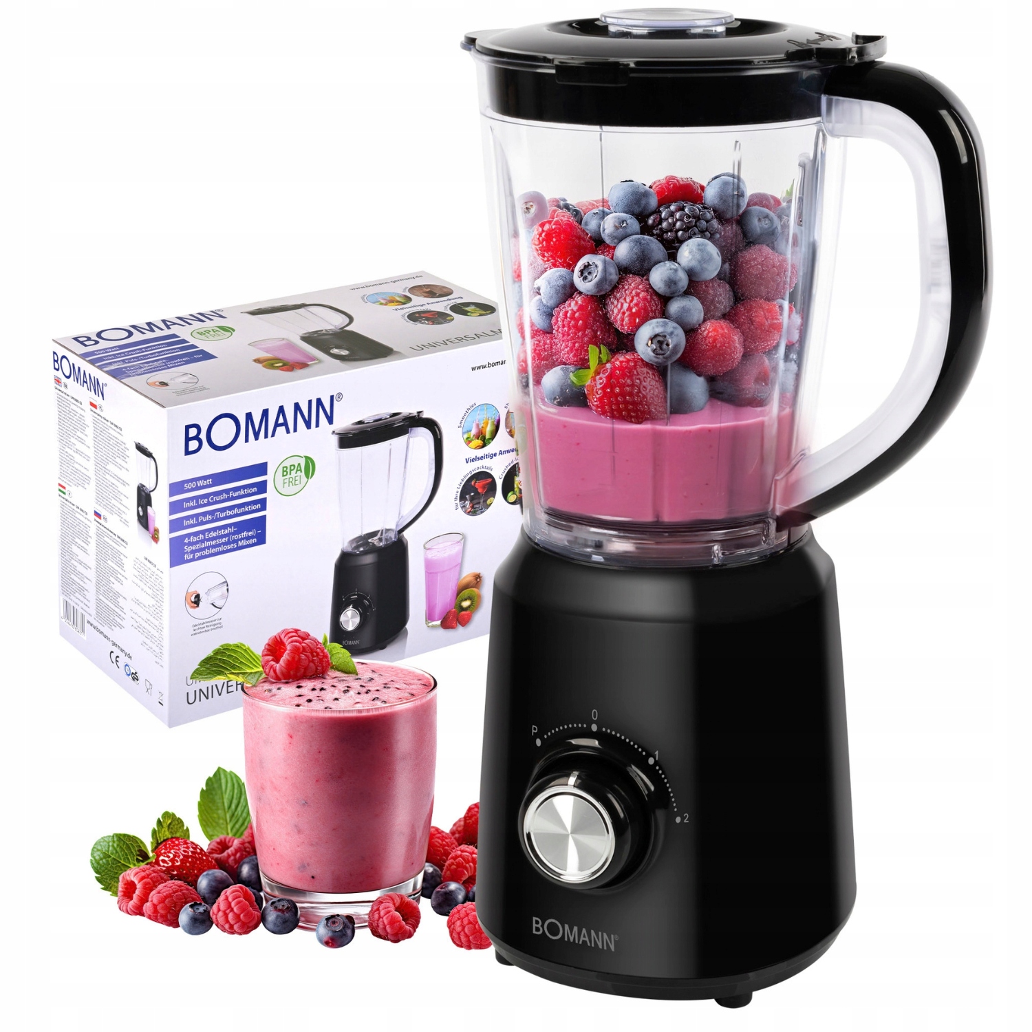 Blender kielichowy do smoothie i koktajli Bomann Um 6091 Cb kruszenie lodu
