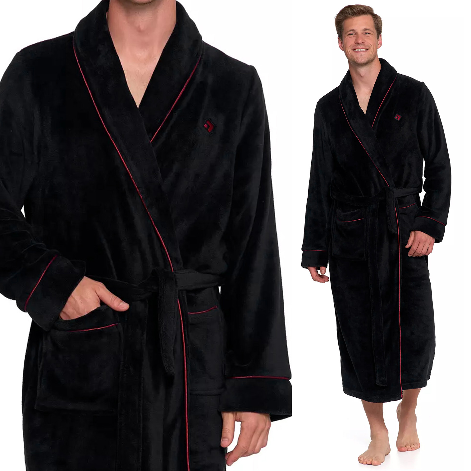 Pánský župan se zavazováním v pase Moraj Nadýchaný Teplý Elegantní XXL