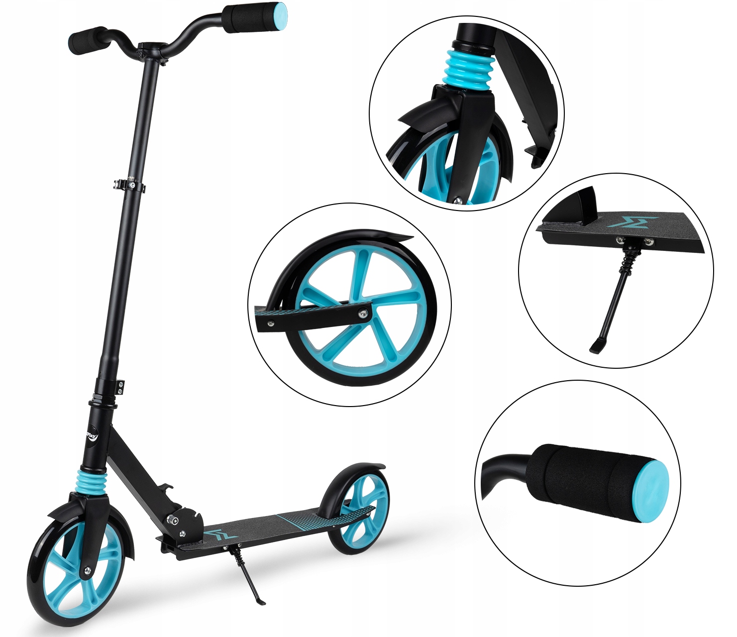 HULAJNOGA MIEJSKA DUŻA SKŁADANA REGULOWANA AMORTYZATOR 100KG ŁOŻYSKA ABEC7 Liczba kół 2