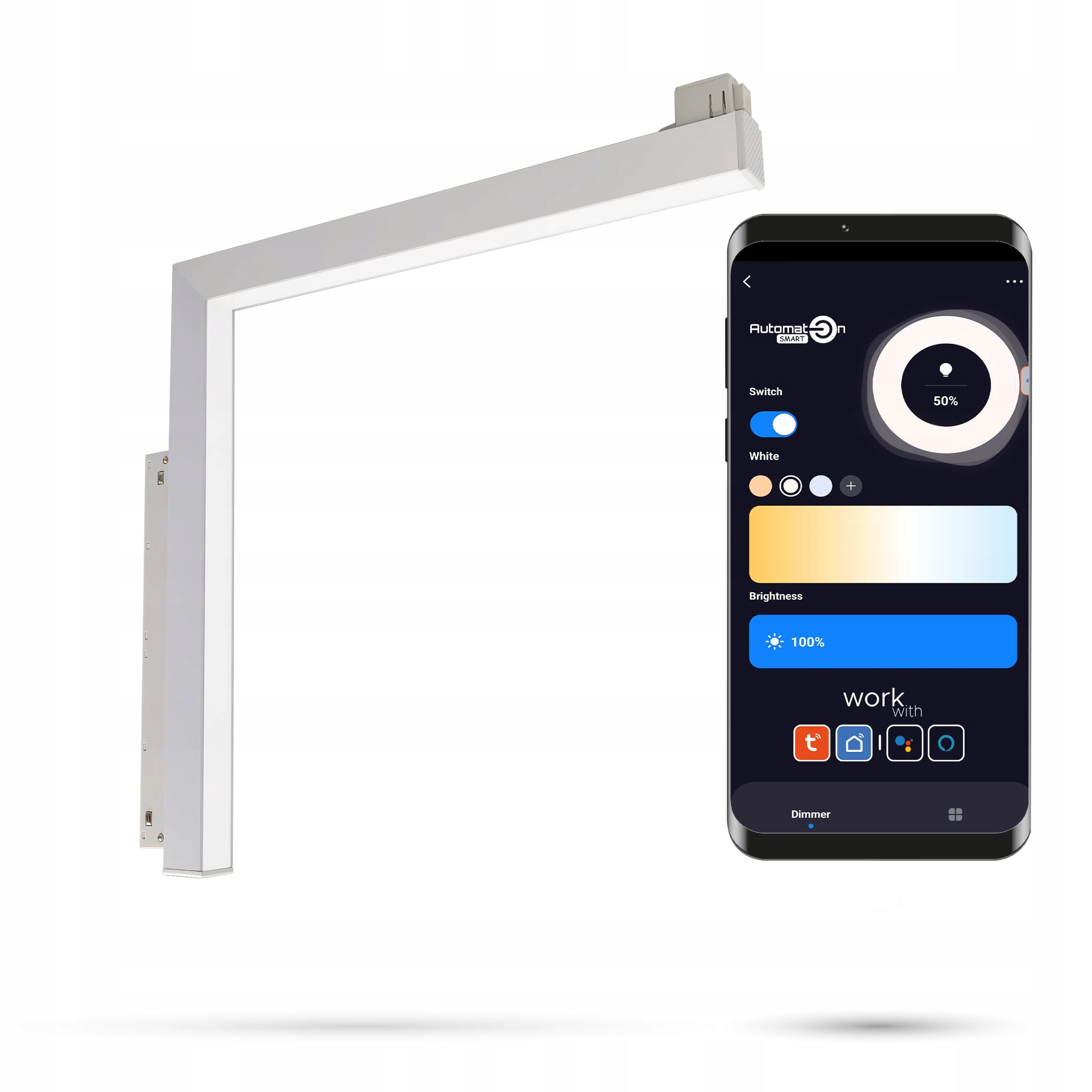 Uhlový reflektor Biely Vertikálny Led Zigbee Ultron 16W Smart Track 48VDC