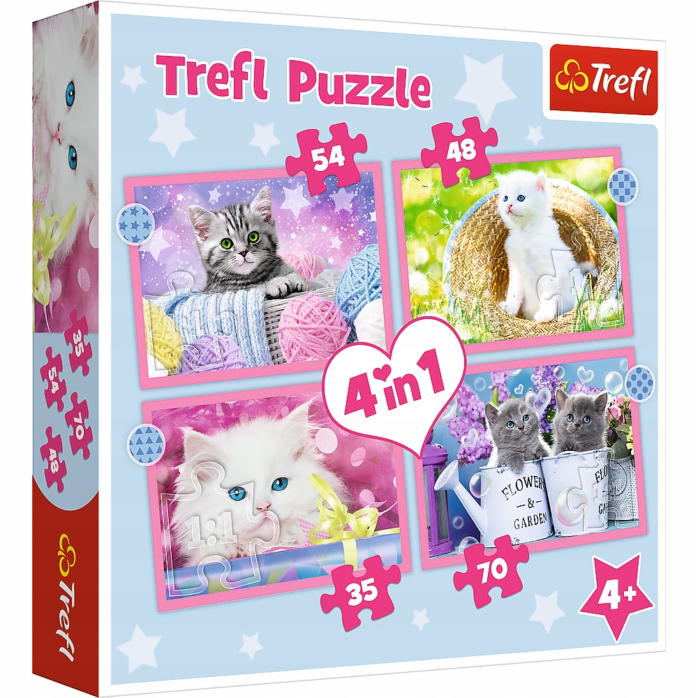 TREFL PUZZLE 4W1 ZABAWNE KOTKI KOCIAKI 207 ELEM.