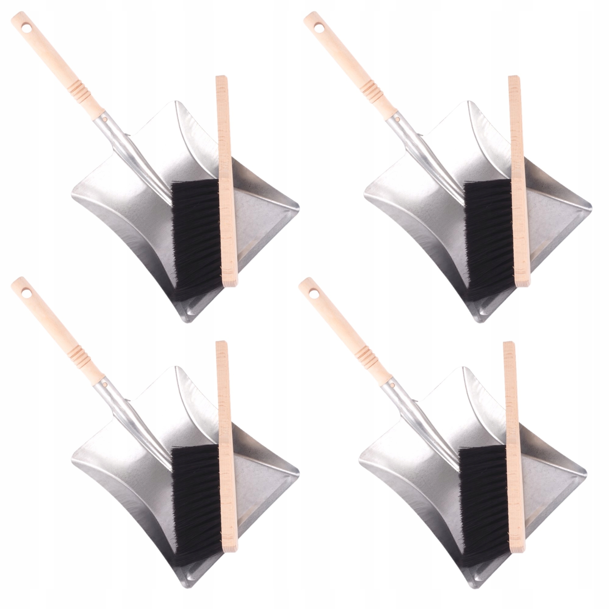 Sada Pozinkovaná lopatka s dřevěnou násadou a Smetáček Kartáč 4x