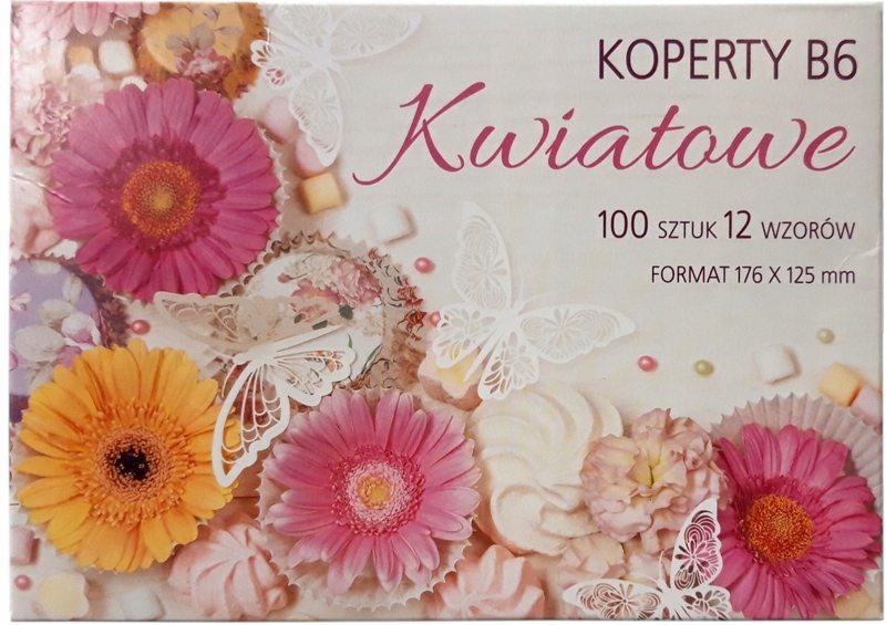 

Koperty ozdobne kwiatowe B6 12 wzorów 100 sztuk