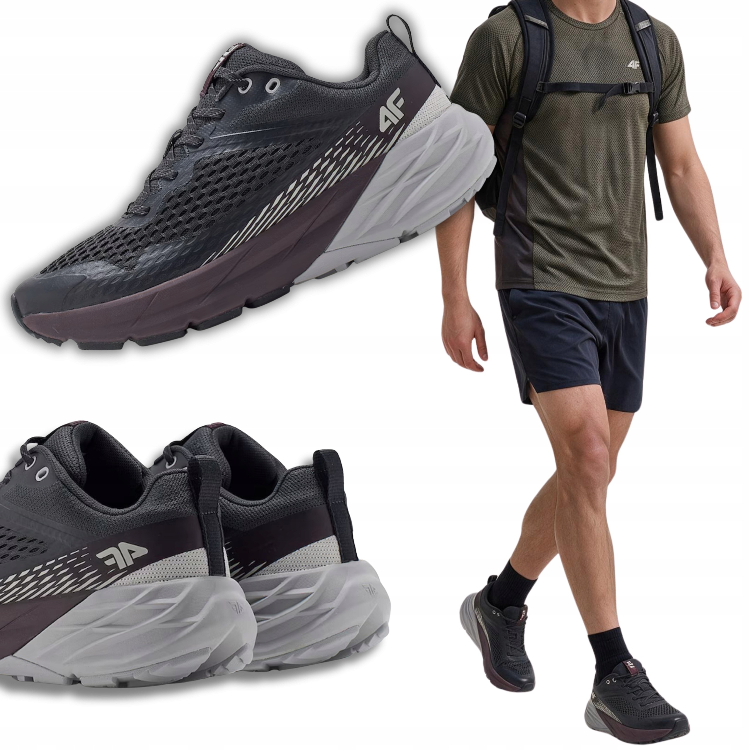 4F Pánské Outdoorové Sportovní Boty, Pevné, Tréninkové, Na Běhání, Trekking, Velikost 44