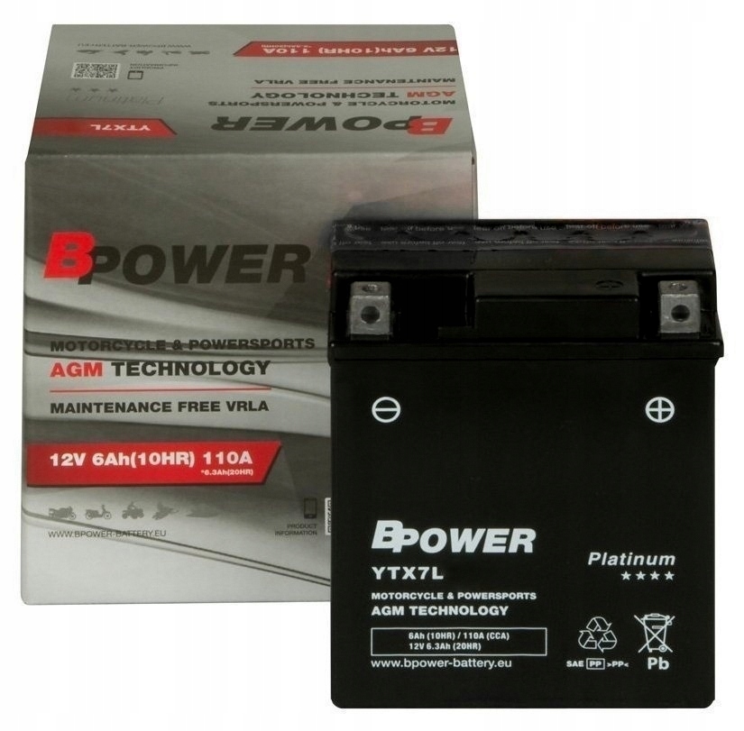 Akumulátor Bpower Agm YTX7L 6Ah 110A Ready