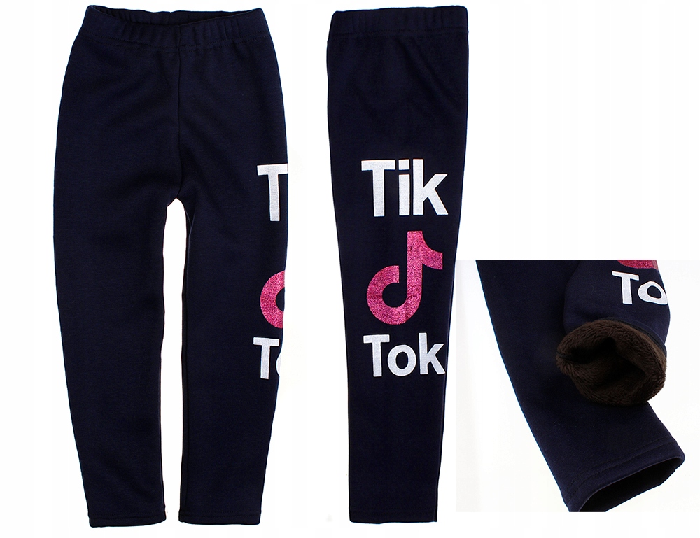 

Ocieplane Leginsy Granatowe spodnie Tik logo 110