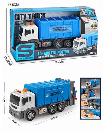 ŚMIECIARKA DUŻE AUTO CIĘŻARÓWKA SEGREGACJA ŚMIECI DŹWIĘK ŚWIATŁO ZABAWKA Płeć chłopcy dziewczynki