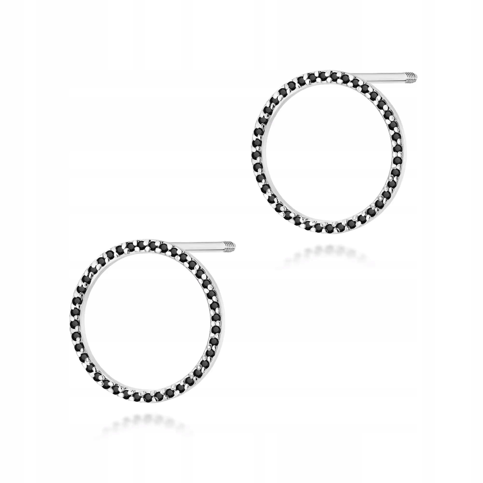 Náušnice pro ženu ze zlata 585 s černými diamanty, elegantní, velikost 14kt