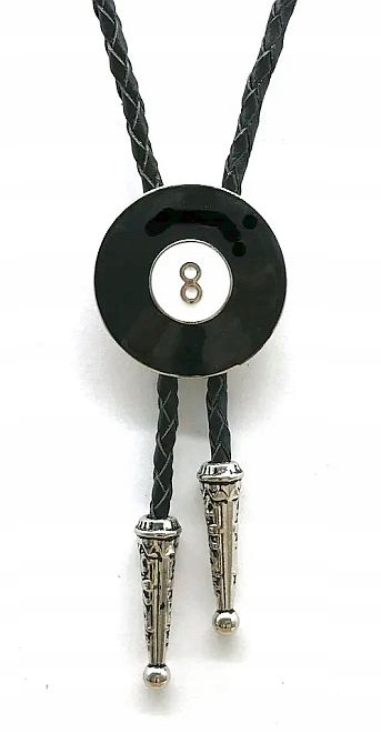 Bílá č. 8 černá kulečníková koule bolo kravata westernová pletená přírodní kůže