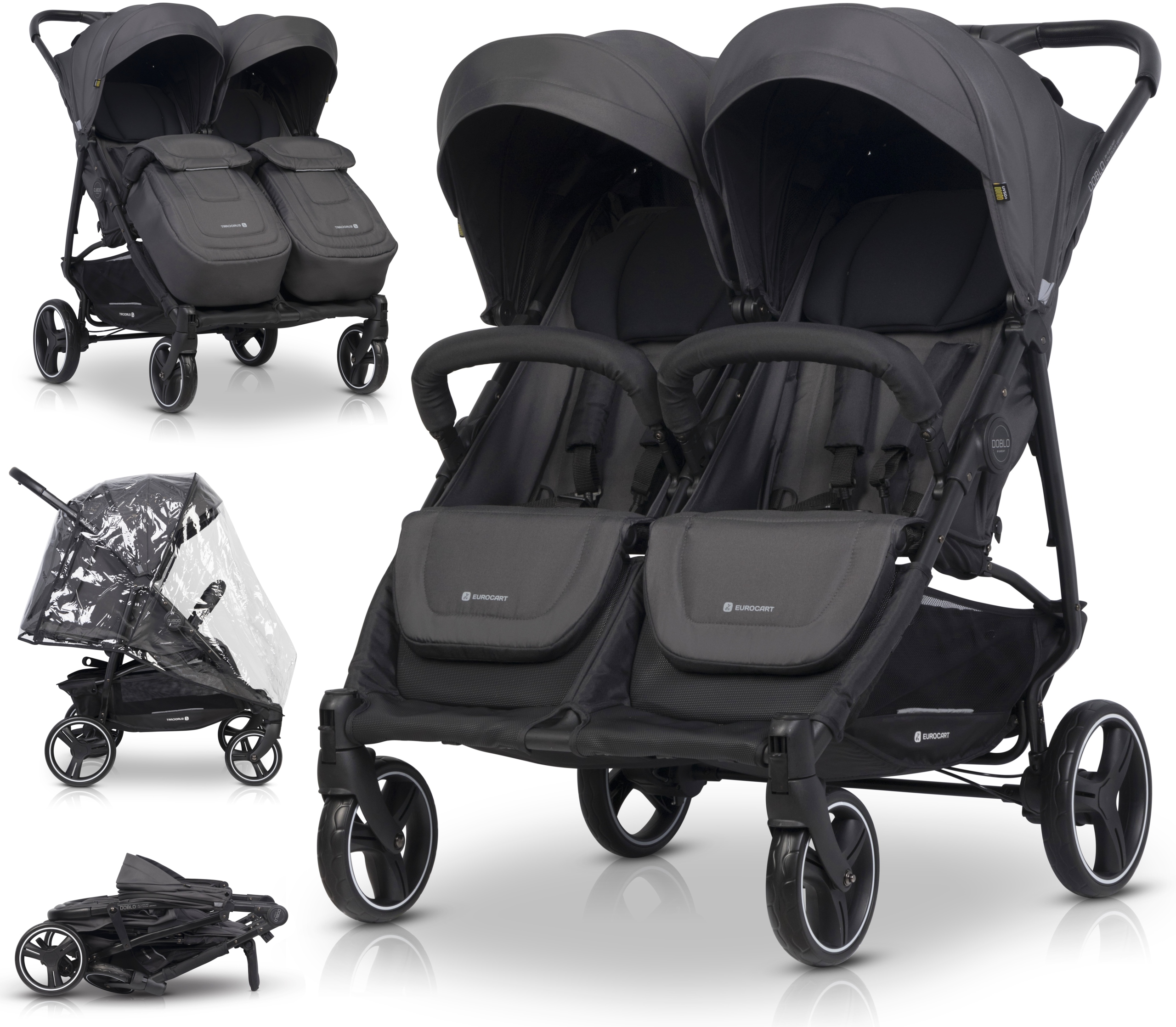 Wózek Spacerowy Dla Bliźniąt Rok Po Roku, Akcesoria 0-22 Kg Euro-cart Iron