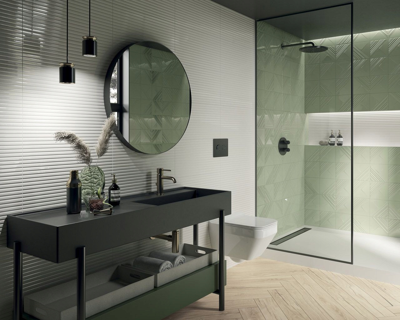 Plytki scienne Feelings Green Bianco 20/20 STR Poł Format kwadratowy