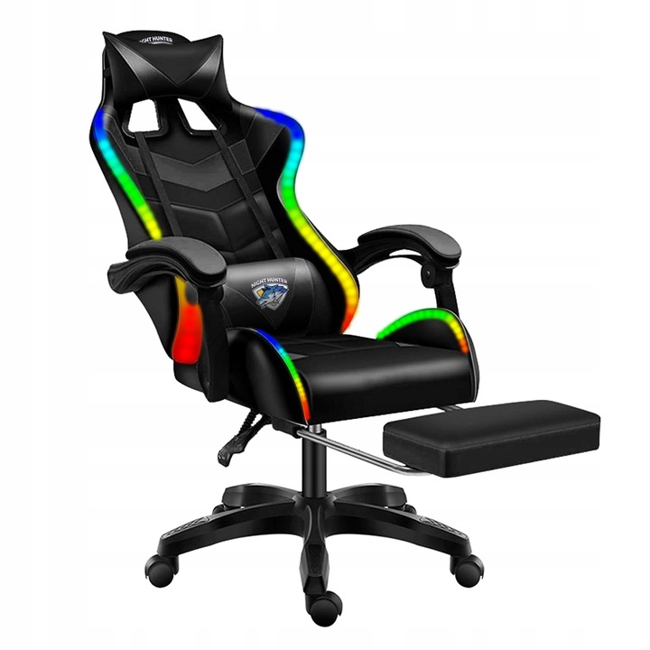 LED-es hátmasszírozó szék GAMER FORGATHATÓ JÁTÉKOS +LÁBTARTÓ! Márka Cerlo
