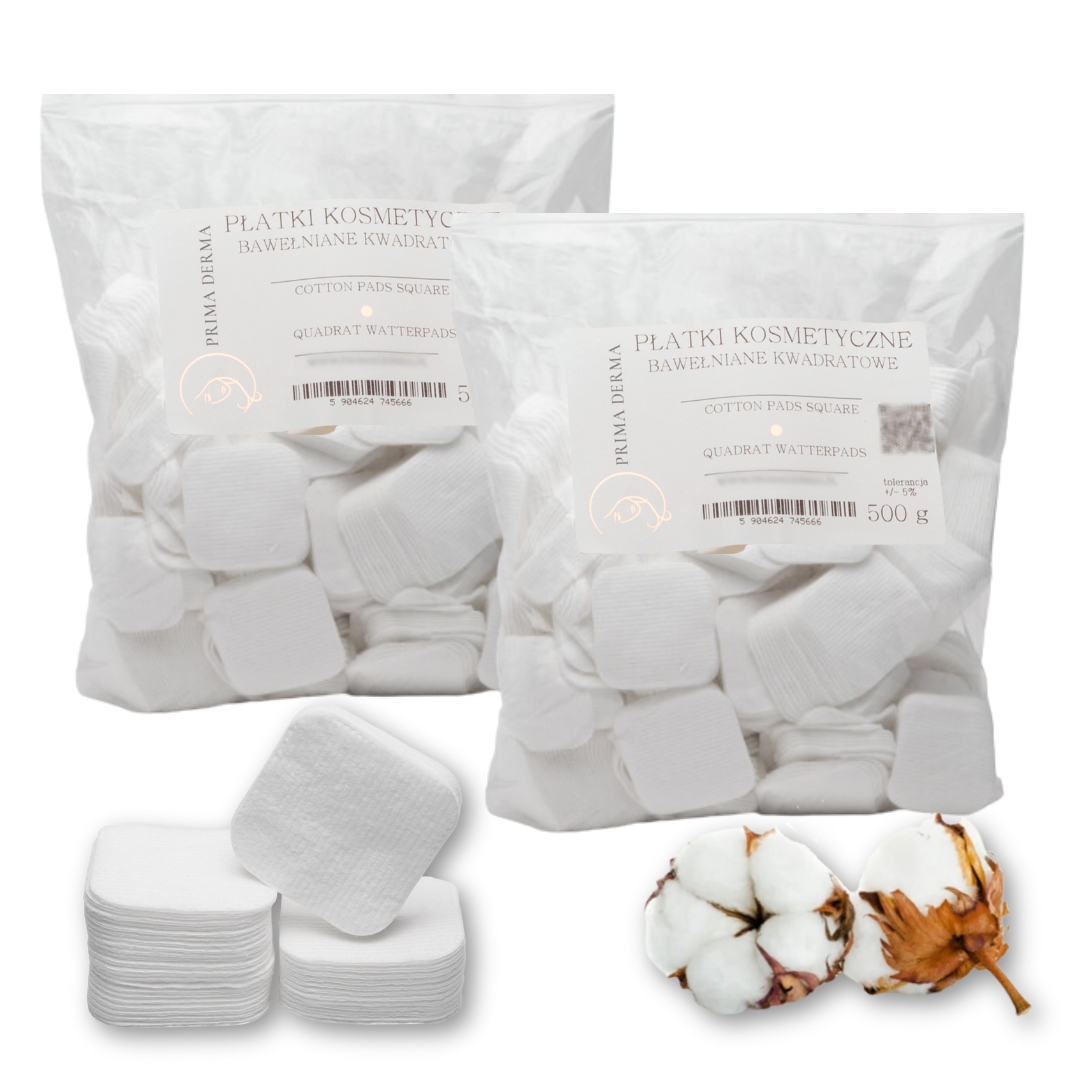 2x Płatki Higieniczne Kosmetyczne Bawełniane Kwadratowe 500g