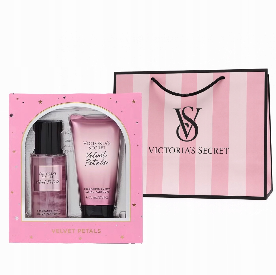 Zestaw Victoria’s Secret mgiełka balsam 75 ml Velvet Petals torebka