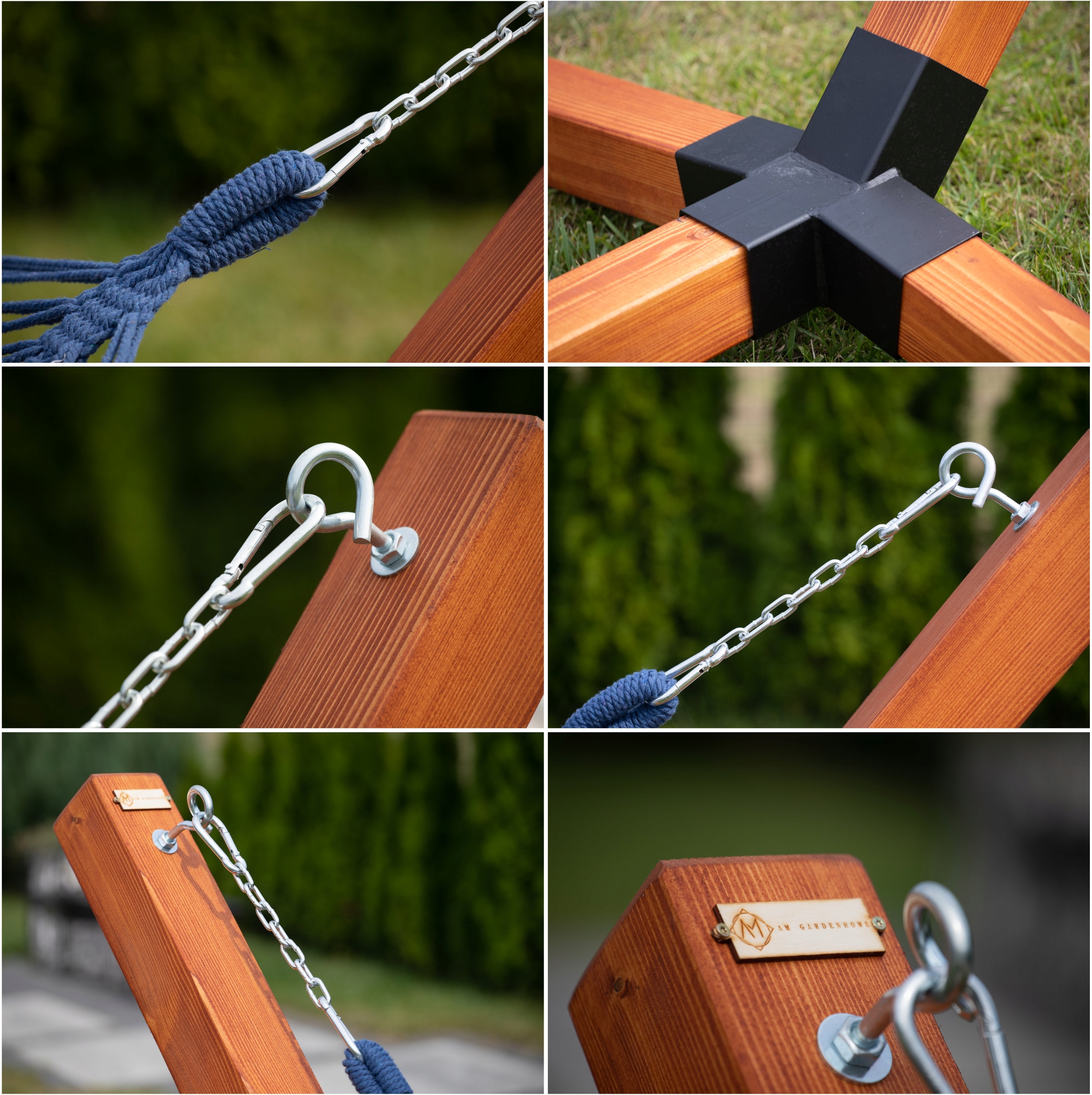 STELAŻ + HAMAK Z DRĄŻKIEM KOMPLETNY ZESTAW LEŻAK PREMIUM MASYWNY XL 10x10cm Materiał stelaża drewno