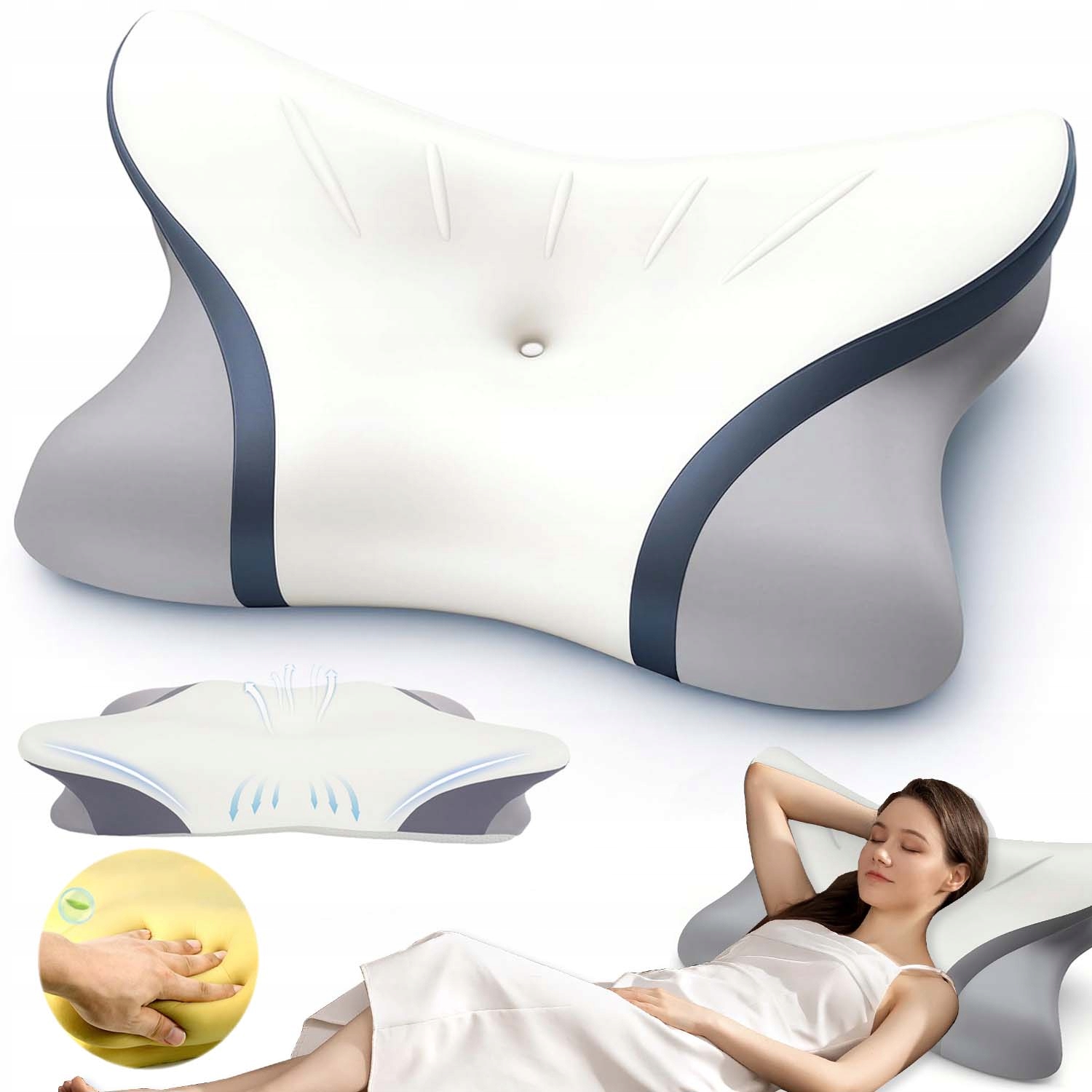 Poduszka Ortopedyczna Pianka Memory Przeciw Bólowi Pleców I Chrapaniu