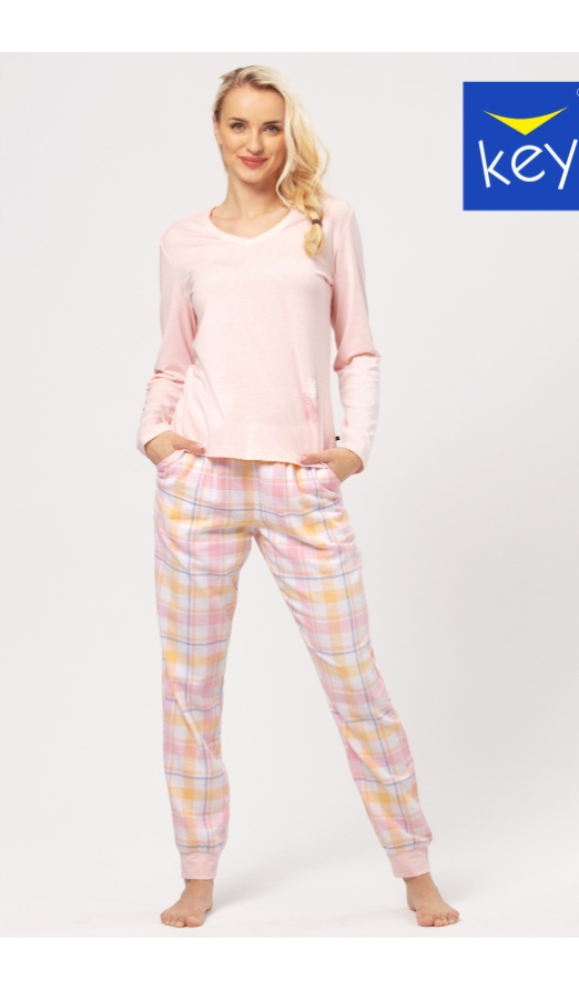 Dámské bavlna pyžamo Key Lns 664 S růžové velikost S