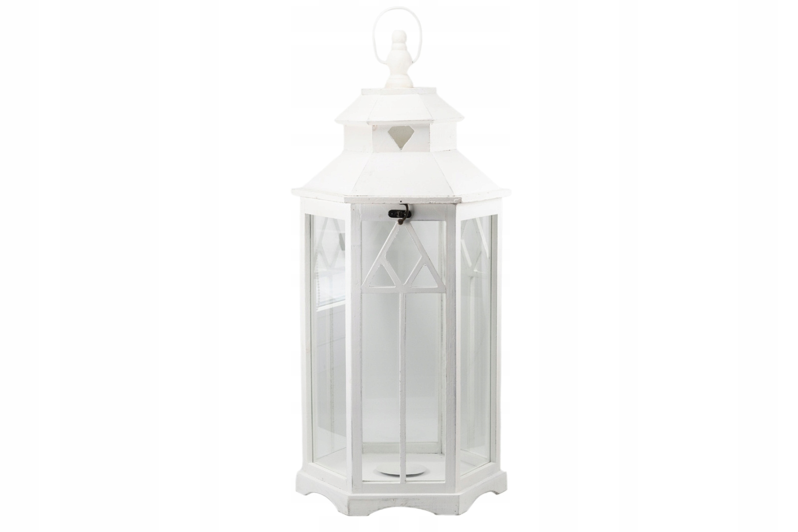 Drevený lampáš na sviečku do izby biela XL