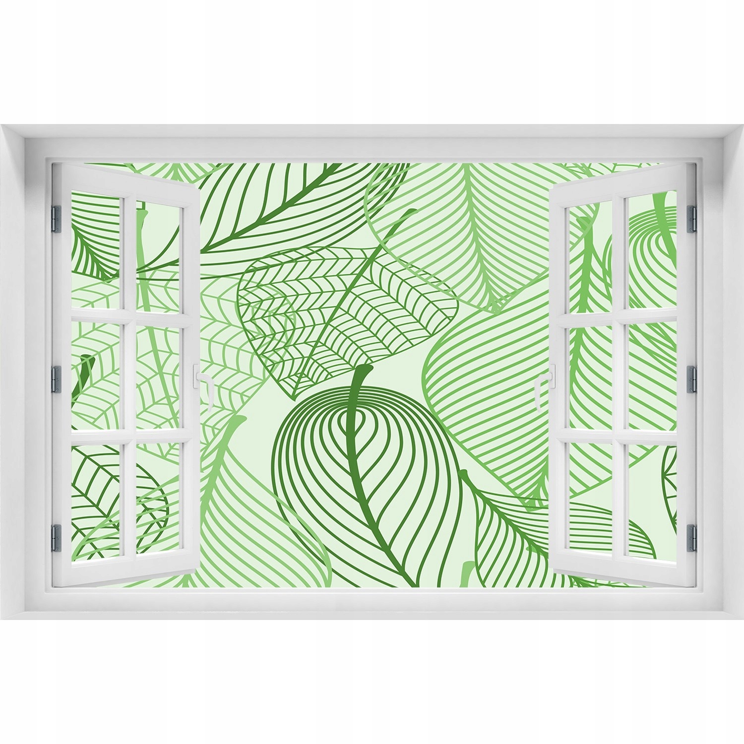 

3D Okno Naklejka na ścianę Liście wzór 150x100