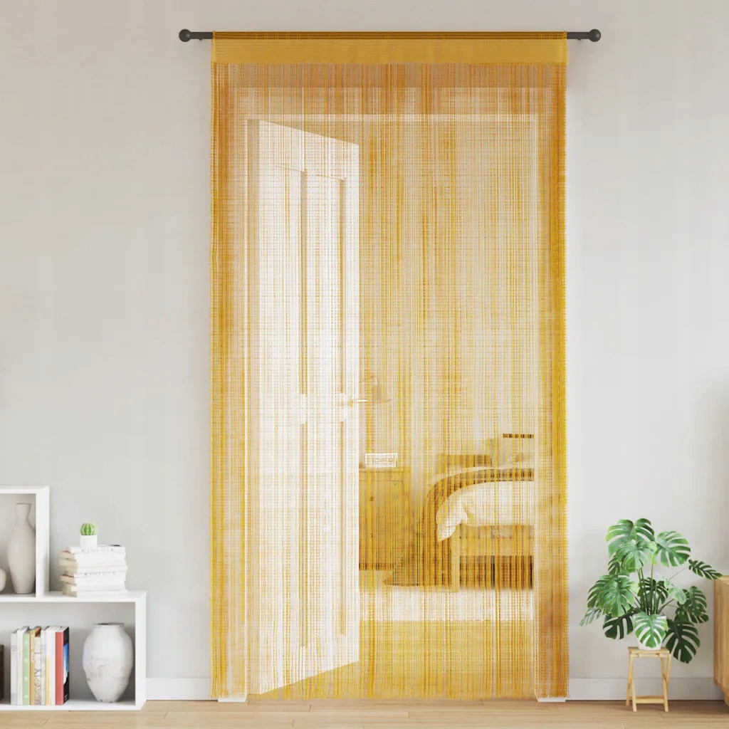 vidaXL String Curtains 2 ks Gold 100x250 cm
