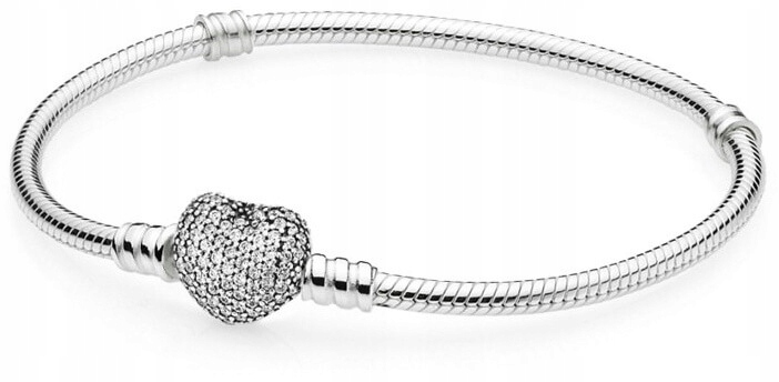 Pandora stříbrný náramek s třpytícím srdcem 590727CZ 21 cm