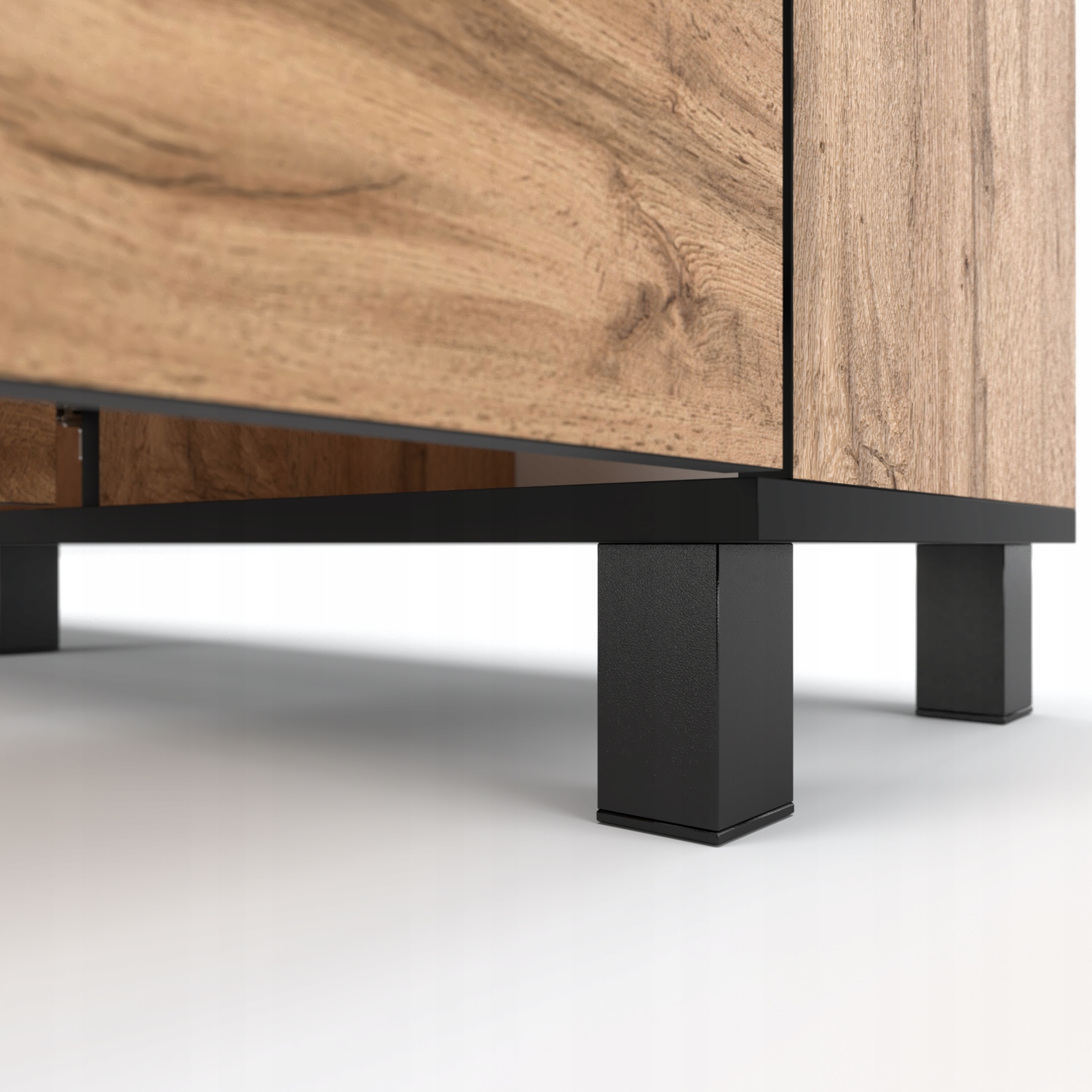 DUŻA KOMODA CZARNA DĄB WOTAN DĘBOWA 140 CM| SZAFKA RTV | MEBLE DO SALONU Kolor mebla czarny