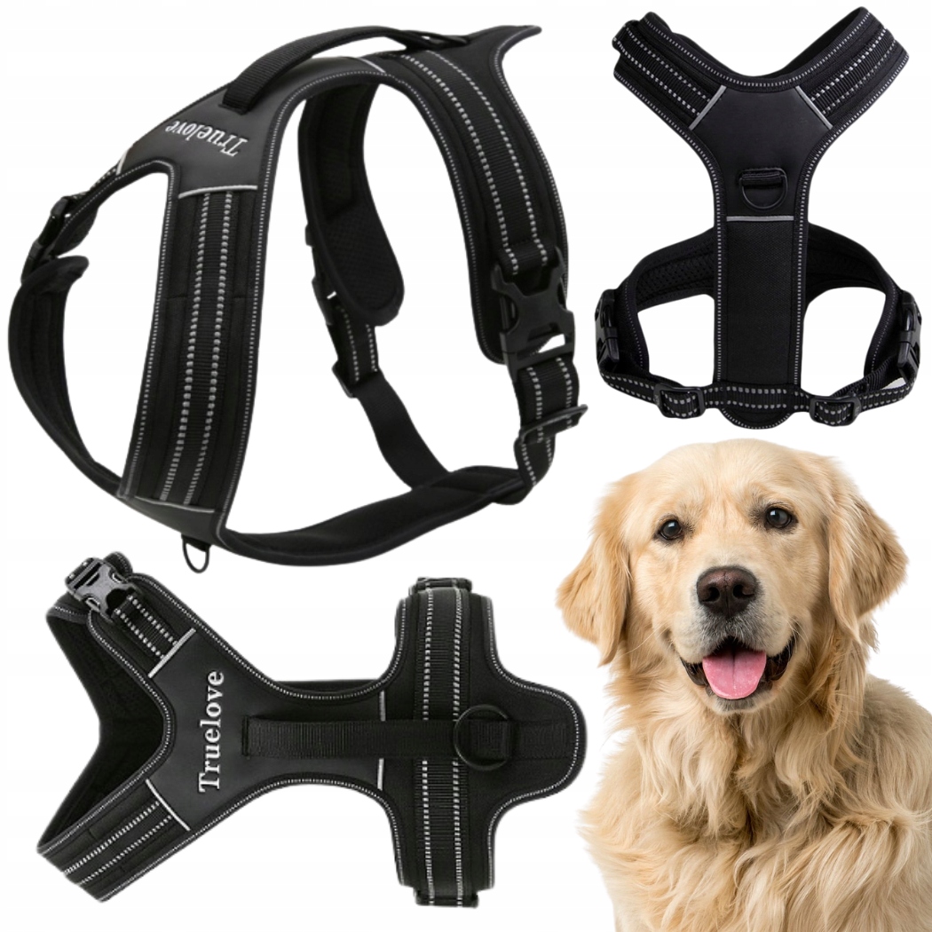 Postroj Pro Psa Easy Walk Pevný S Rukojetí Truelove Security Černý XL