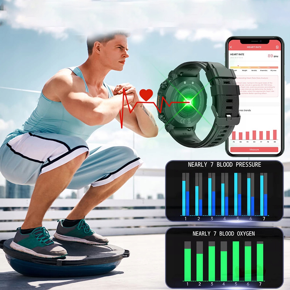 INTELIGENTNY ZEGAREK SMARTWATCH MĘSKI WODOODPORNY SPORTOWY BT 5.0 Marka Inna marka