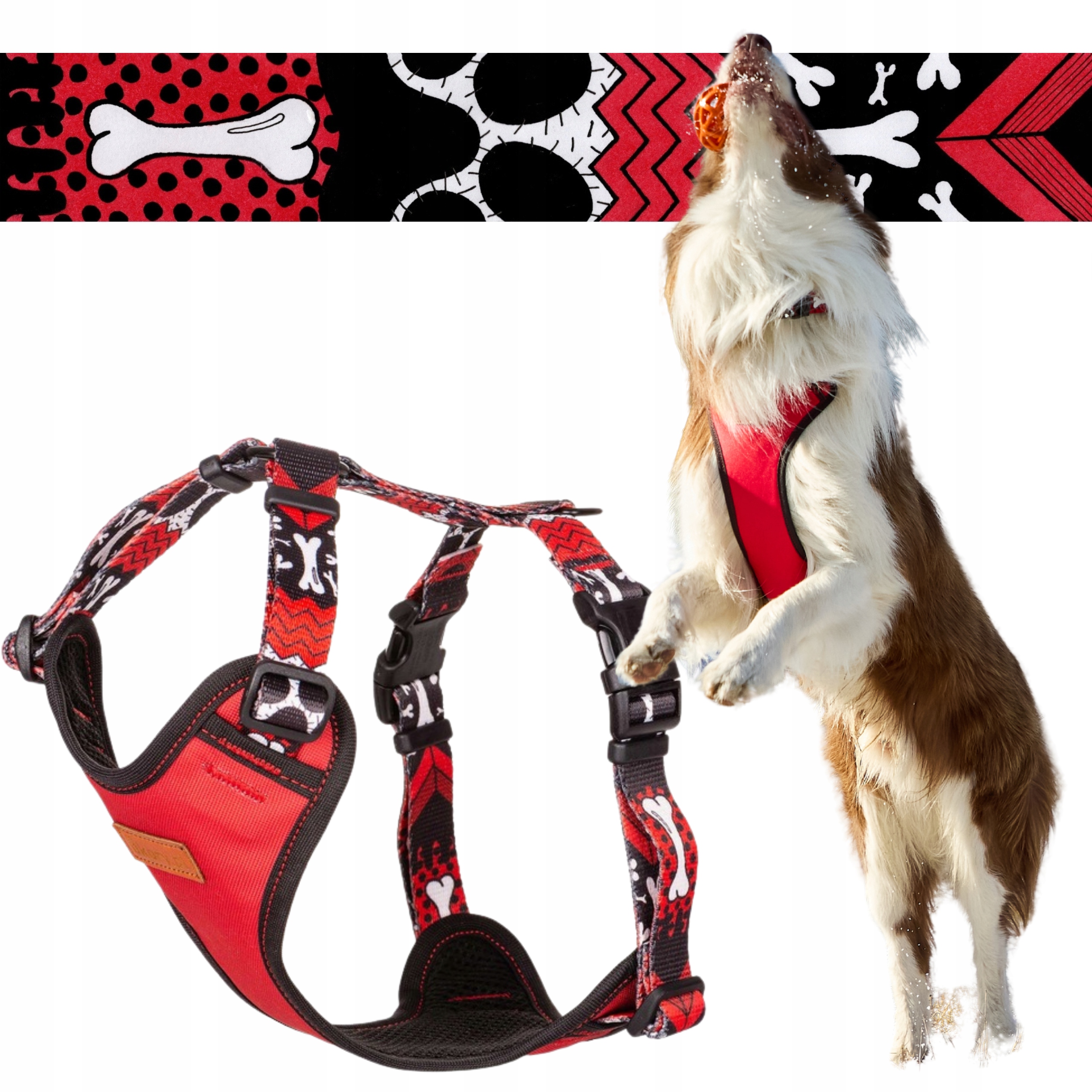 Městské beztlakové postroje pro malého psa Xs 15 mm Ukory Červené