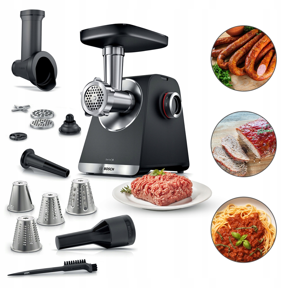 Mlýnek na maso Bosch Serie 6 MFWS640B 2100W Zpětný chod 2 rychlosti