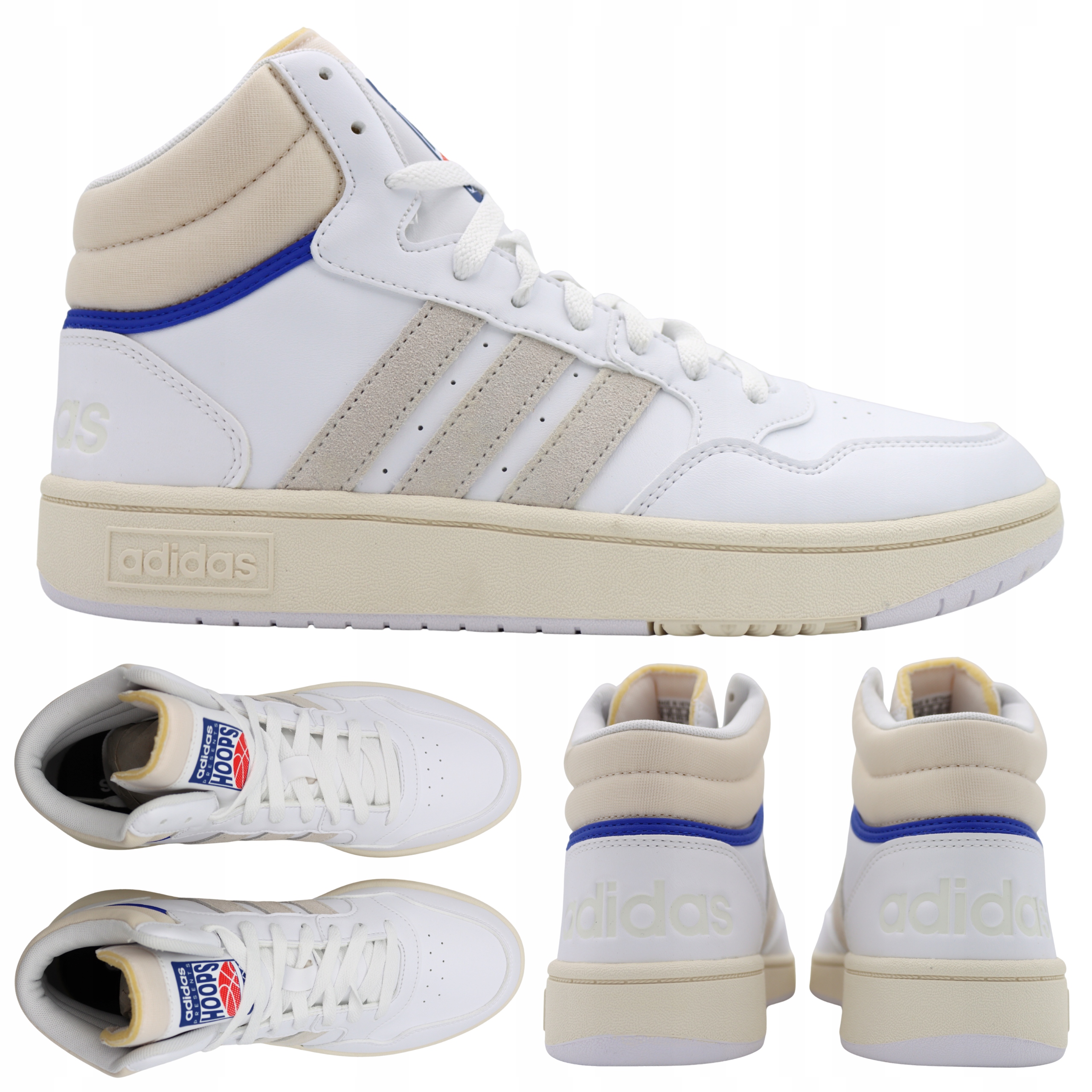 Tenisky Vysoké Bílé Kožené Pohodlné Boty Adidas Hoops Vel. 40 2/3