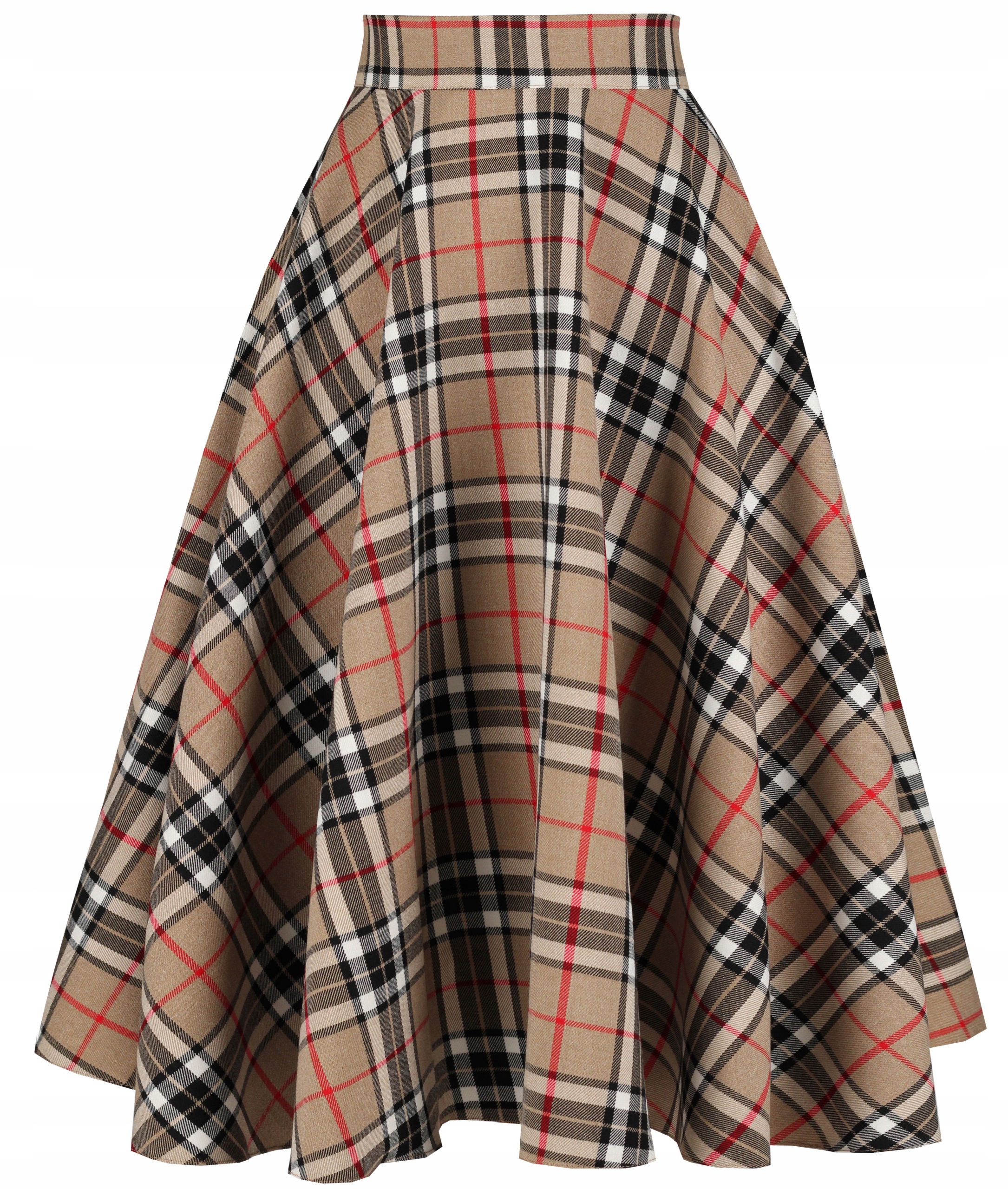 

L Kieszenie K1 krata spódnica midi z koła burberry