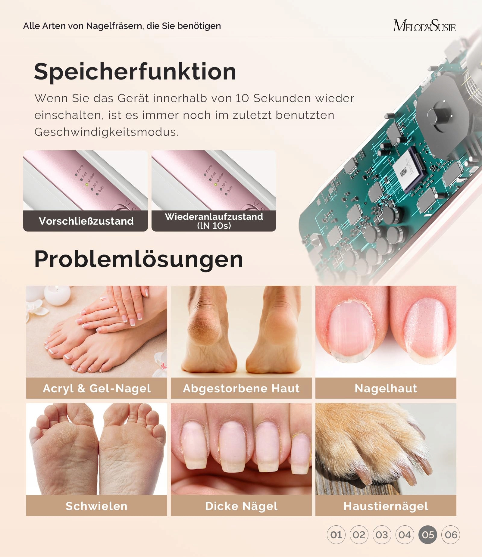 MELODYSUSIE Zestaw Do Manicure Pedicure 8w1 Elektryczny Pilnik LED — miniatura 6