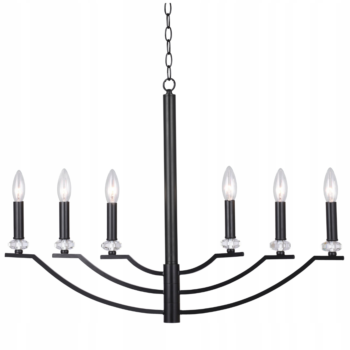 Závesná stropná lampa Svietnik Pohyblivá reťaz Luster 6x E14 Čierna