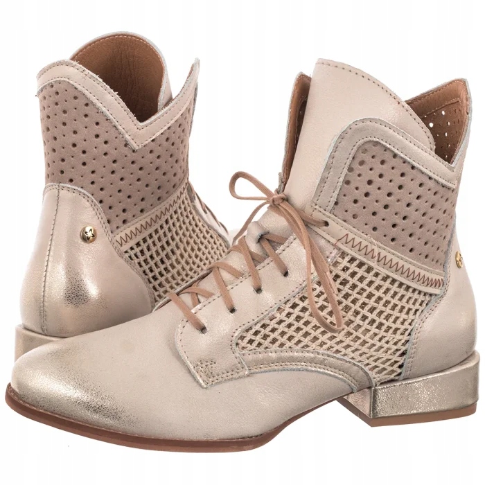 Dámské kožené boty Kotníkové Boty Maciejka Zlaté 07322-25/00-1 Gold