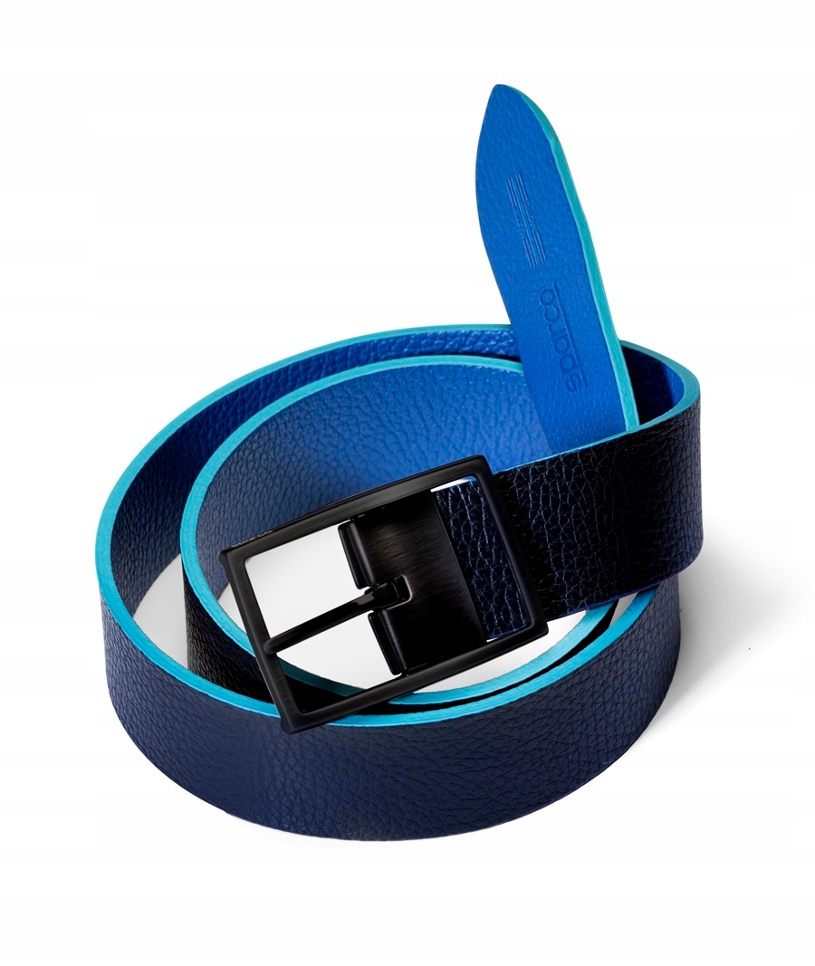 Kožený obojstranný opasok Sparco Martini Racing modrý, modrý, 95 cm