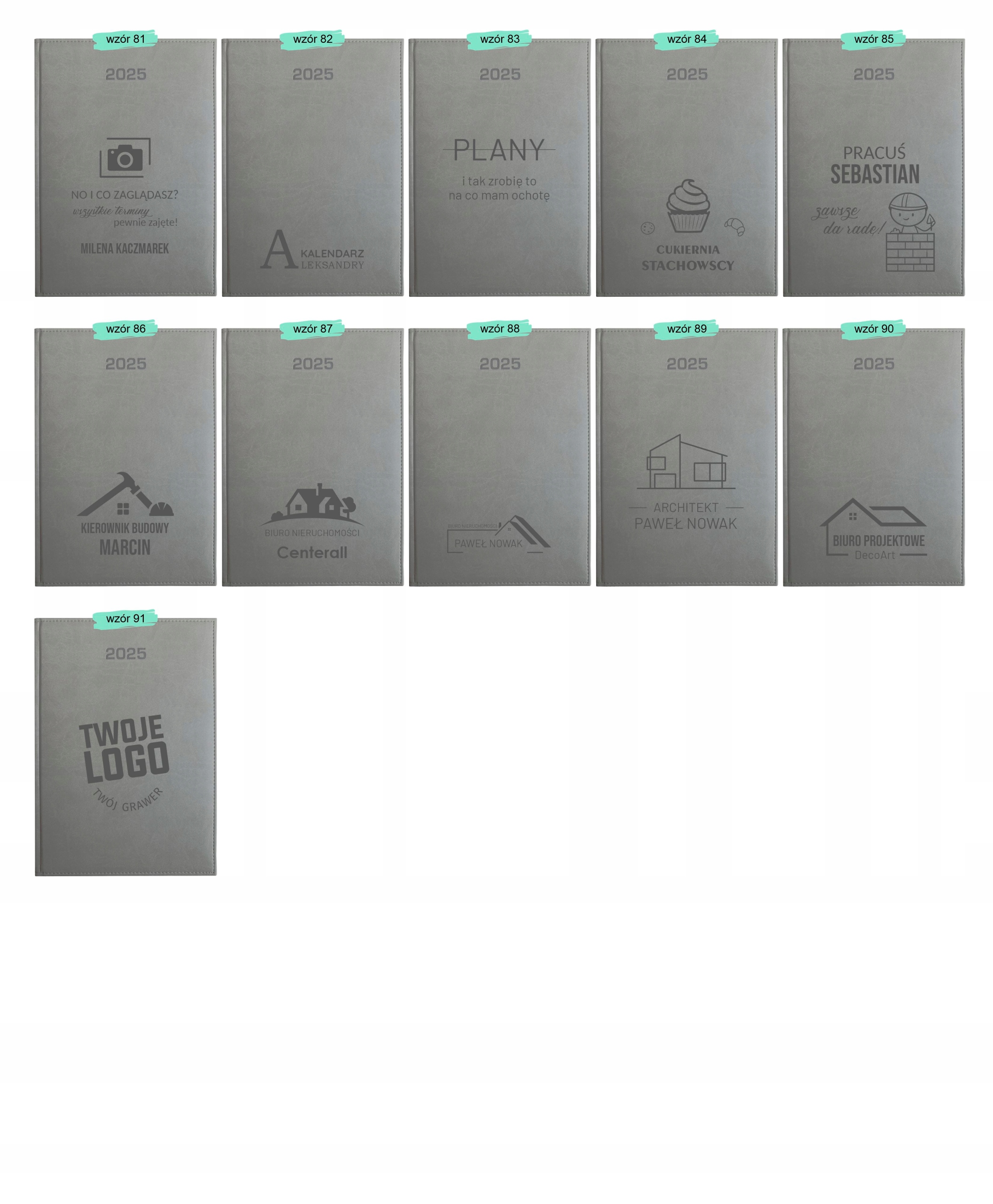 KALENDARZ DZIENNY A4 TERMINARZ 2025 KSIĄŻKOWY NOTES Z GRAWEREM LOGO SZARY Wysokość produktu 21 cm