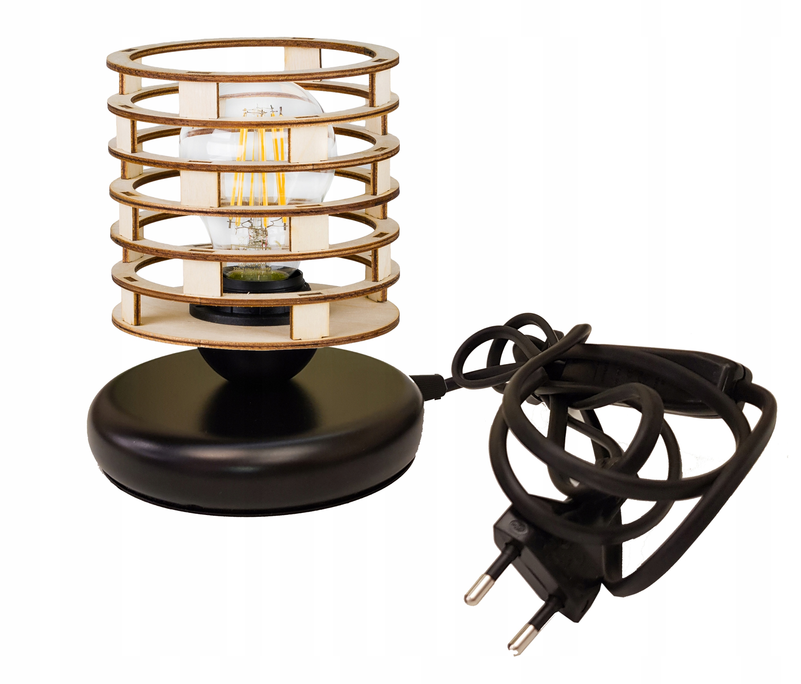 Lampka nocna Lampa stołowa loft na led E27 Drewno