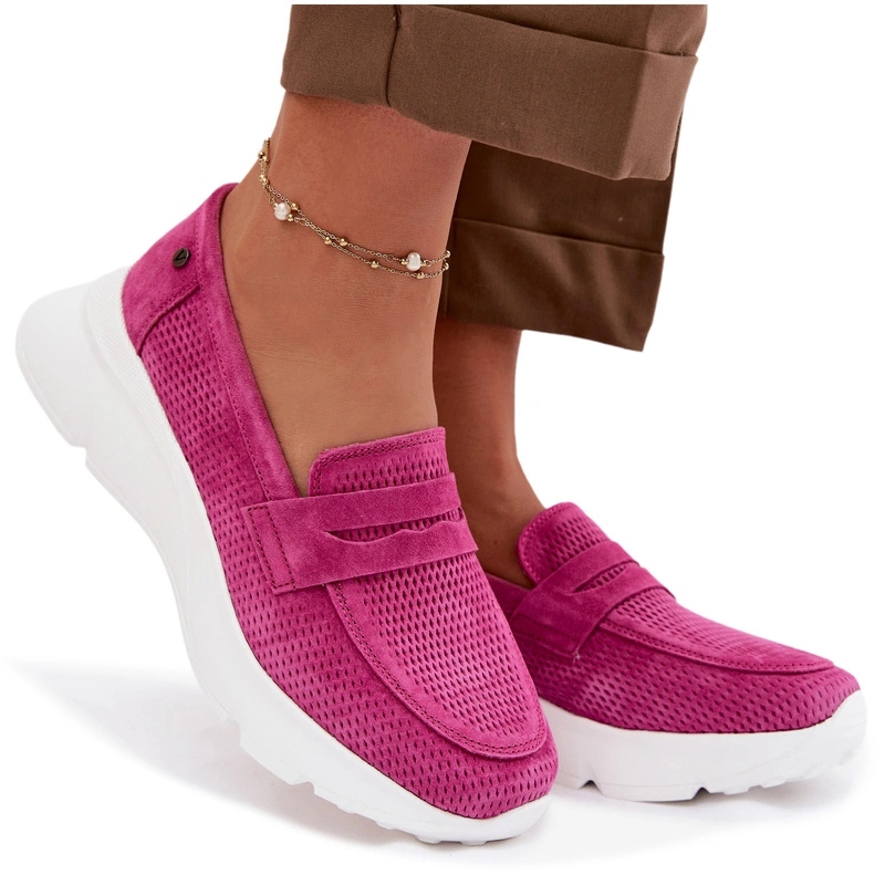 Dámské Mokasíny Vinceza Z Přírodního Semiše Lehké 79626 Fuchsiová 39