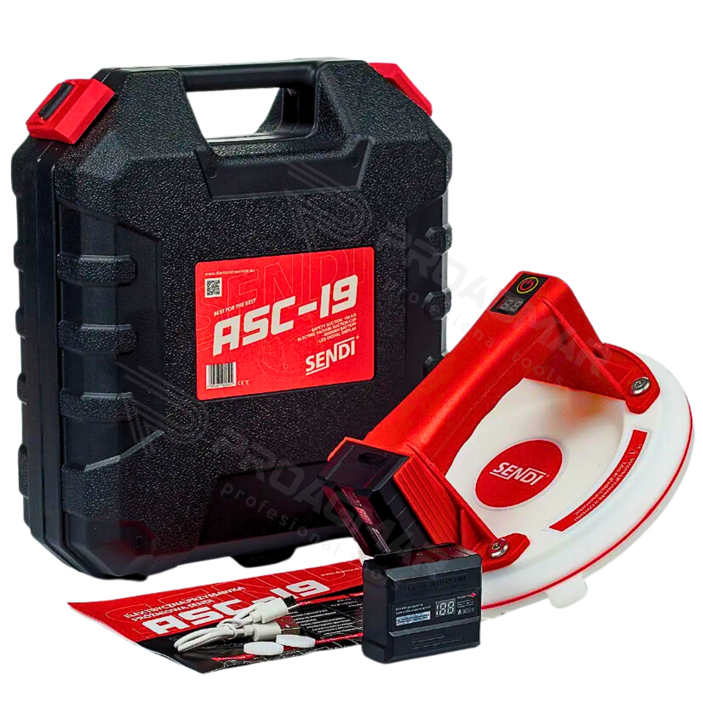 PRZYSSAWKA DO PŁYTEK GRESU AUTOMATYCZNA PRÓŻNIOWA 2 x BATERIA SENDI ASC-19