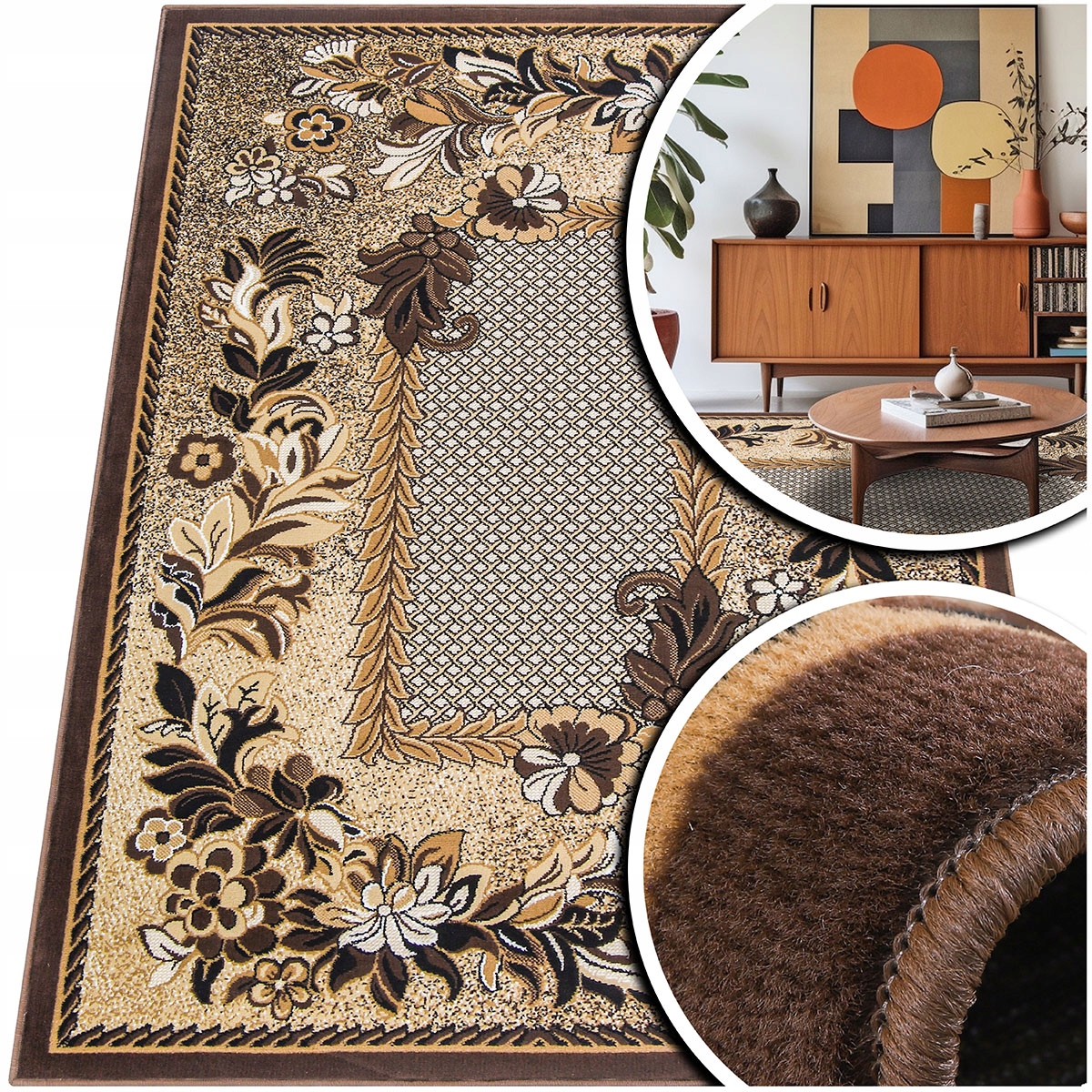 Hnědý Koberec Do Obývacího Pokoje Venezia Krémový Koberec Do Předsíně Pokoje 120x170