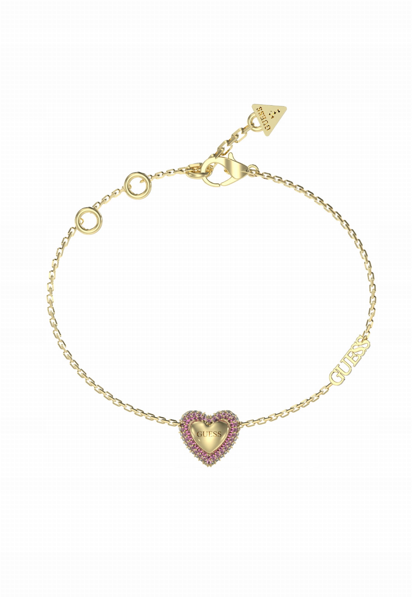 Dámský náramek Guess Srdce zirkon růžový ocel pozlacený S
