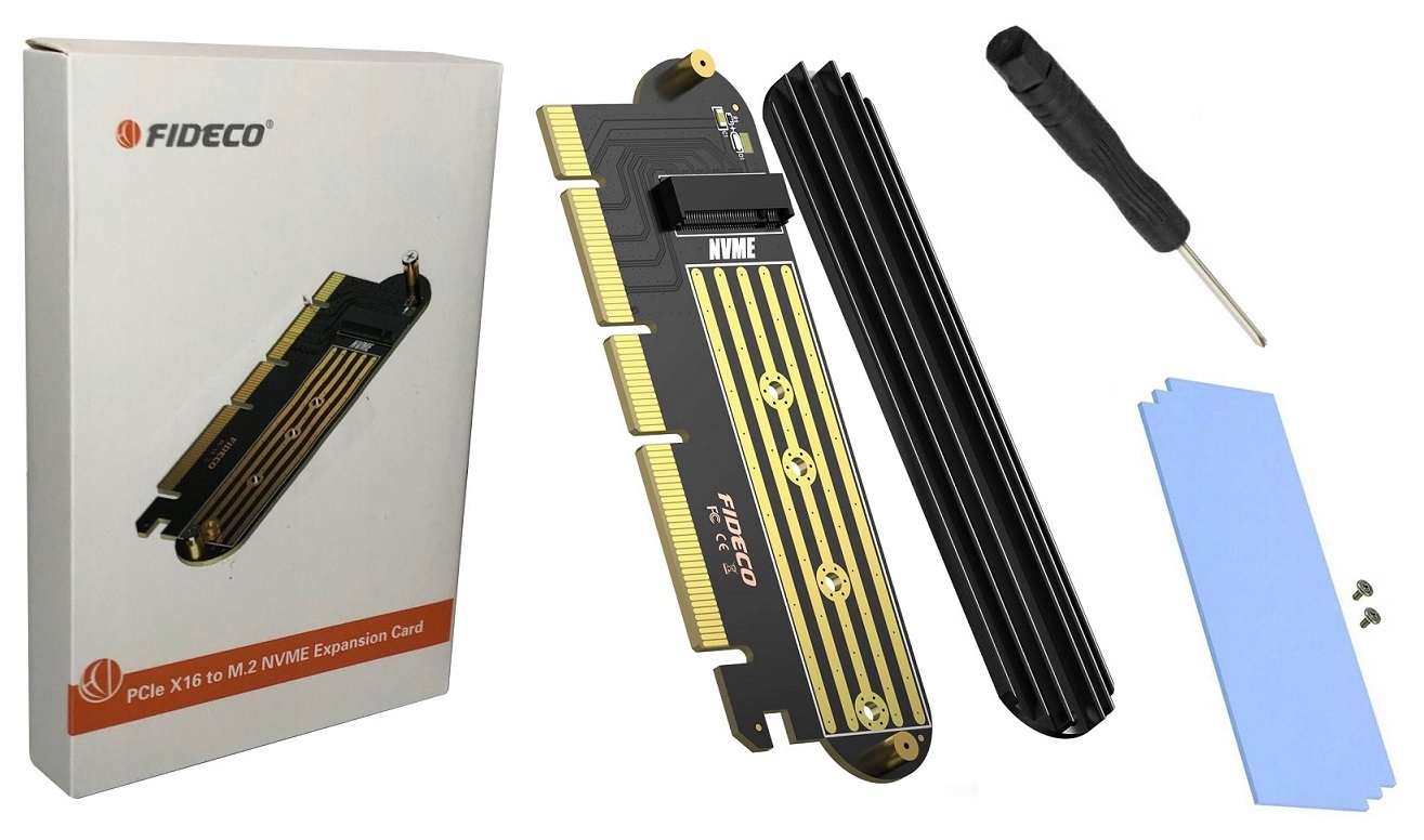 ADAPTER PCI-E x16 - DYSK M.2 NVMe KEY M KARTA ROZSZERZEŃ PŁYTA GŁÓWNA AK342