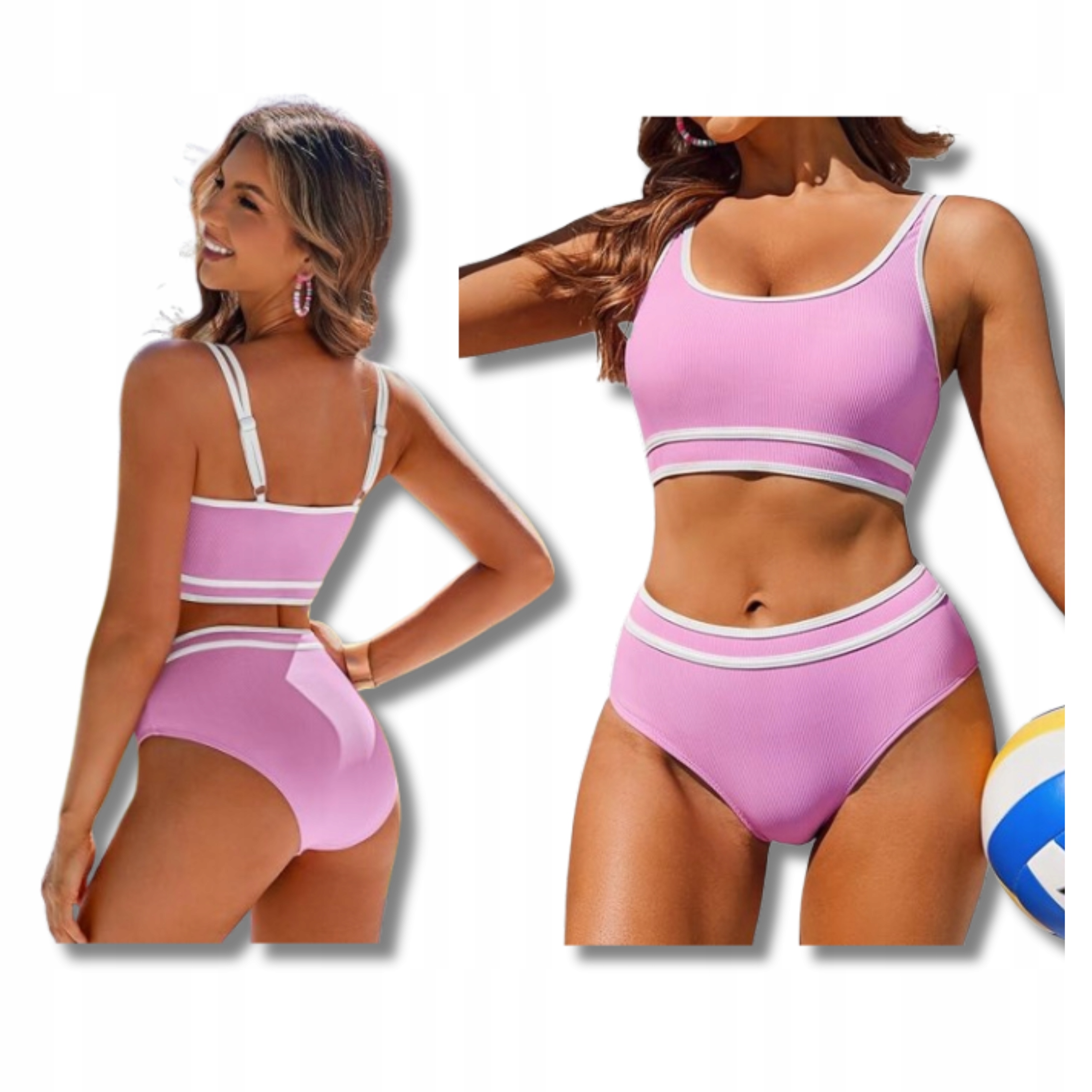 Dámské dvoudílné sportovní plavky Fast Dry Rozowy L