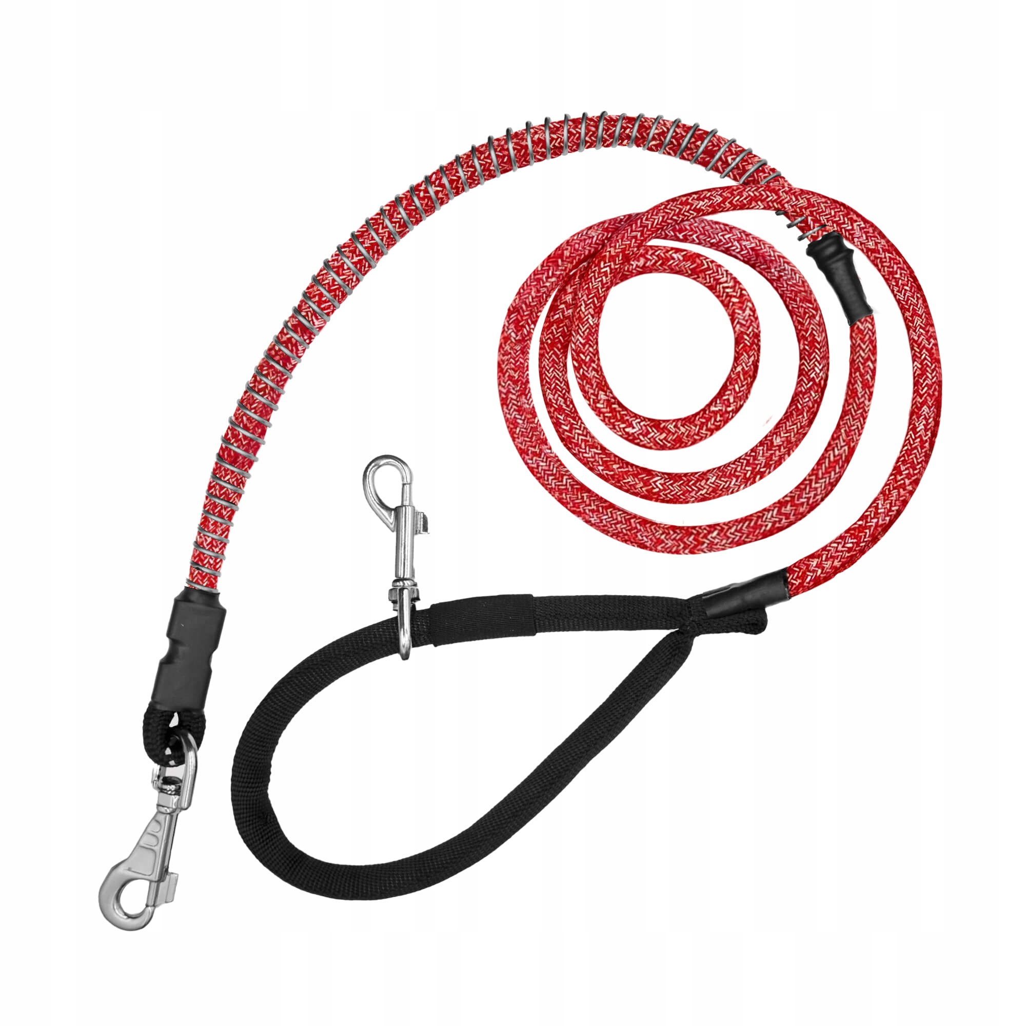 Levně Vodítko pro velkého psa Silné S Amortizérem 5m Trekingové Přepínací Červené