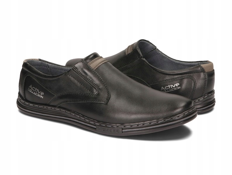 MOKASYNY BUTY MĘSKIE WSUWANE SKÓRA 022 CZARNY 45 Płeć mężczyzna