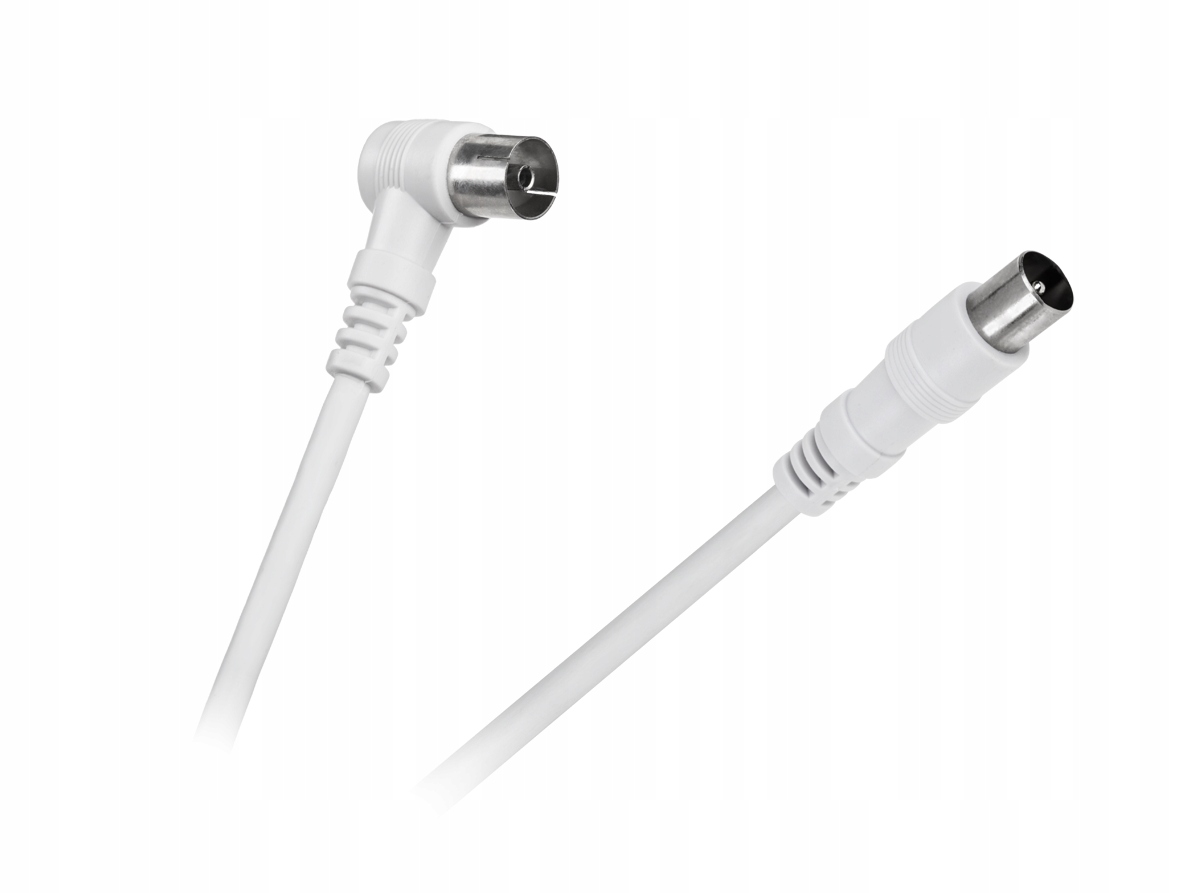 Kabel Tv Video kątowo prosty biały 5m Cabletech